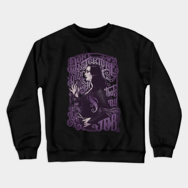 Don't torture yourself (purple) Crewneck Sweatshirt by Medusa Dollmaker